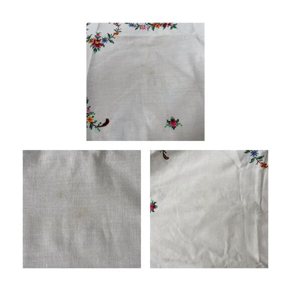 Handarbeit Brode Main Handmade Linen Tablecloth Cross Stitch Embroidery Lace - Picture 11 of 13